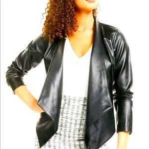 Material Girl faux leather black Drape Moto Jacket